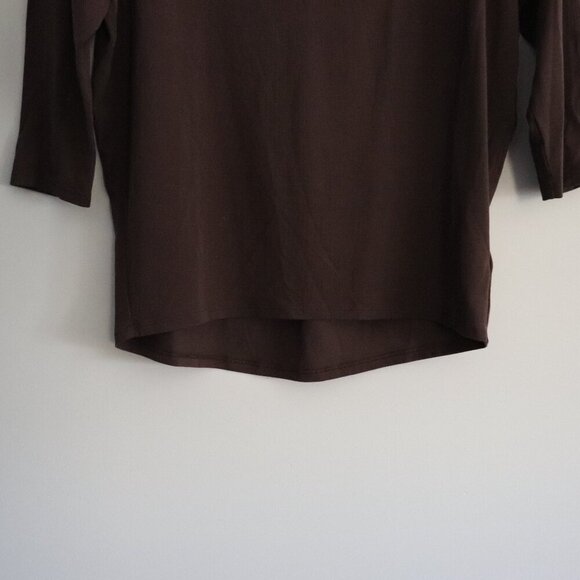 Athleta Women's Brown XXS Ease In Oversized 3/4 Sleeve Activewear Stretch Top - Picture 10 of 15